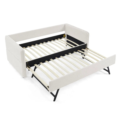 Upholstered Daybed With Pop Up Trundle For Guests