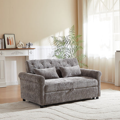 Loveseat Sofa Bed and Two Soft Throw Pillows