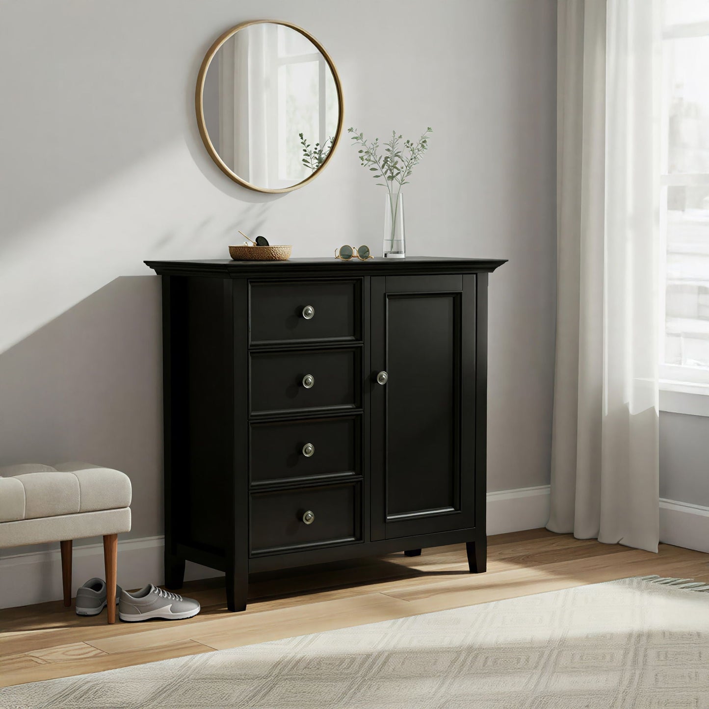 Amherst Handcrafted Medium Storage Cabinet by HouseOfZazla, black finish accent cabinet on Tampa Home & Garden Store