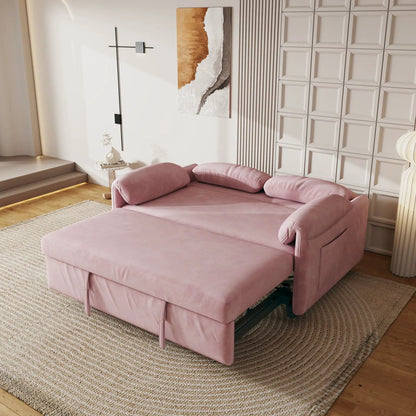 Pink velvet sleeper sofa with retractable queen bed by Unique Piece Furniture on Tampa Home & Garden Store