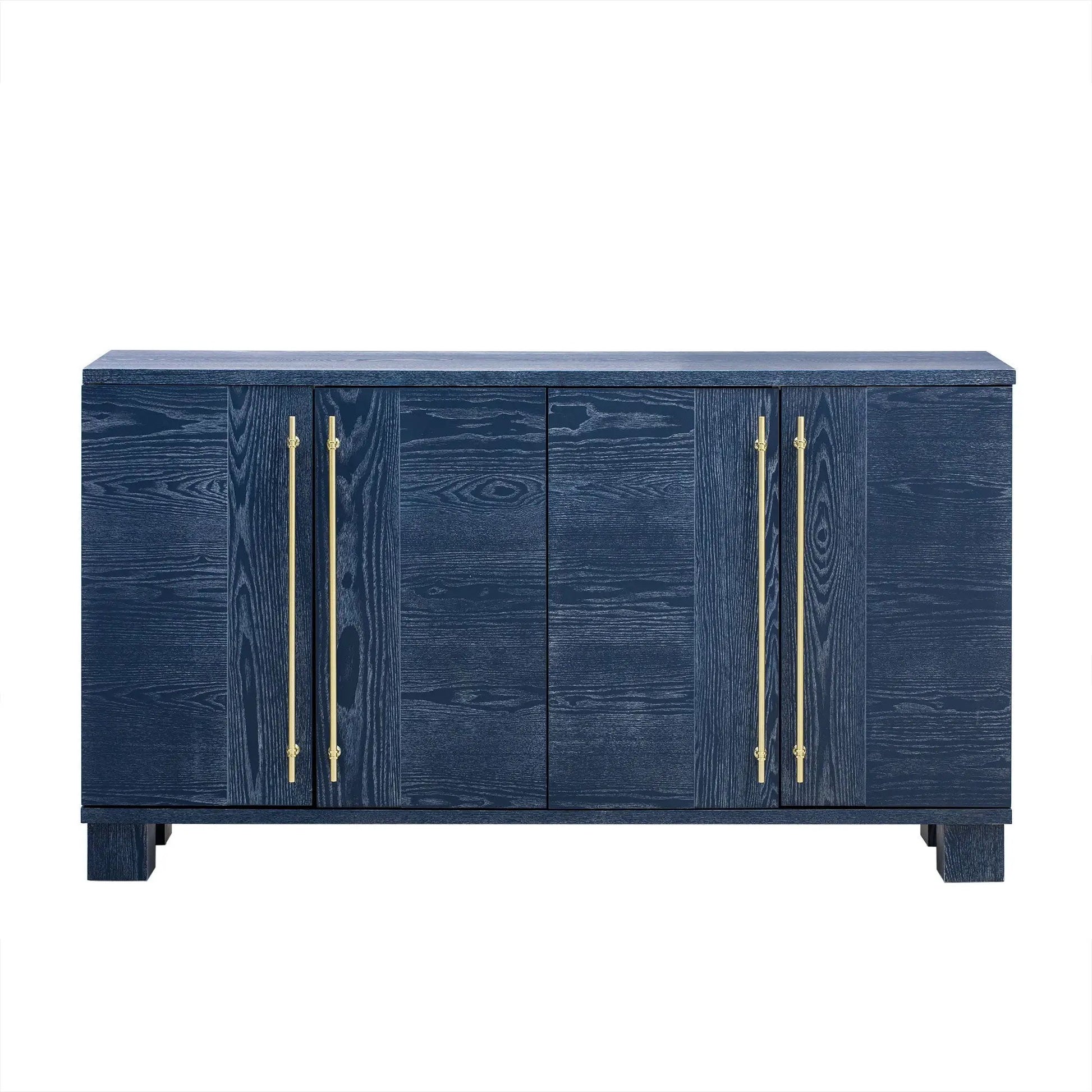 Sideboard with adjustable shelves navy wood finish gold bar pulls Unique Piece Furniture on Tampa Home & Garden Store