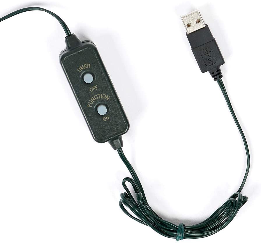 Luces multifunción de cable verde de 200 LED (15,7 m) alimentadas por USB con temporizador - Multicolor