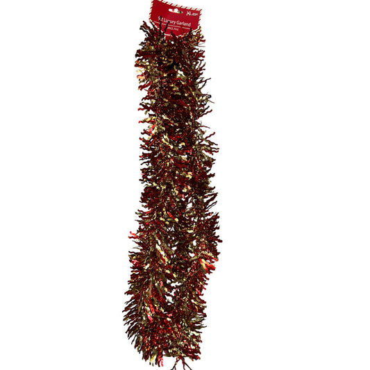 Red and Gold Holographic  Garland  Wavy Cut  3ply - Tampa Home & Garden Store