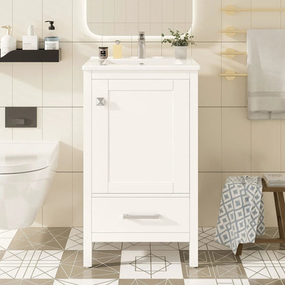 Bathroom Vanity Ceramic Sink and Divider Drawer