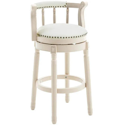 Wooden Bar Stool with Swivel and Contoured Back