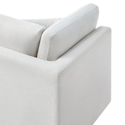 Corner wedge chair with reversible cushions in beige/gray boucle fabric by HouseOfZazla corner guards on Tampa Home & Garden Store