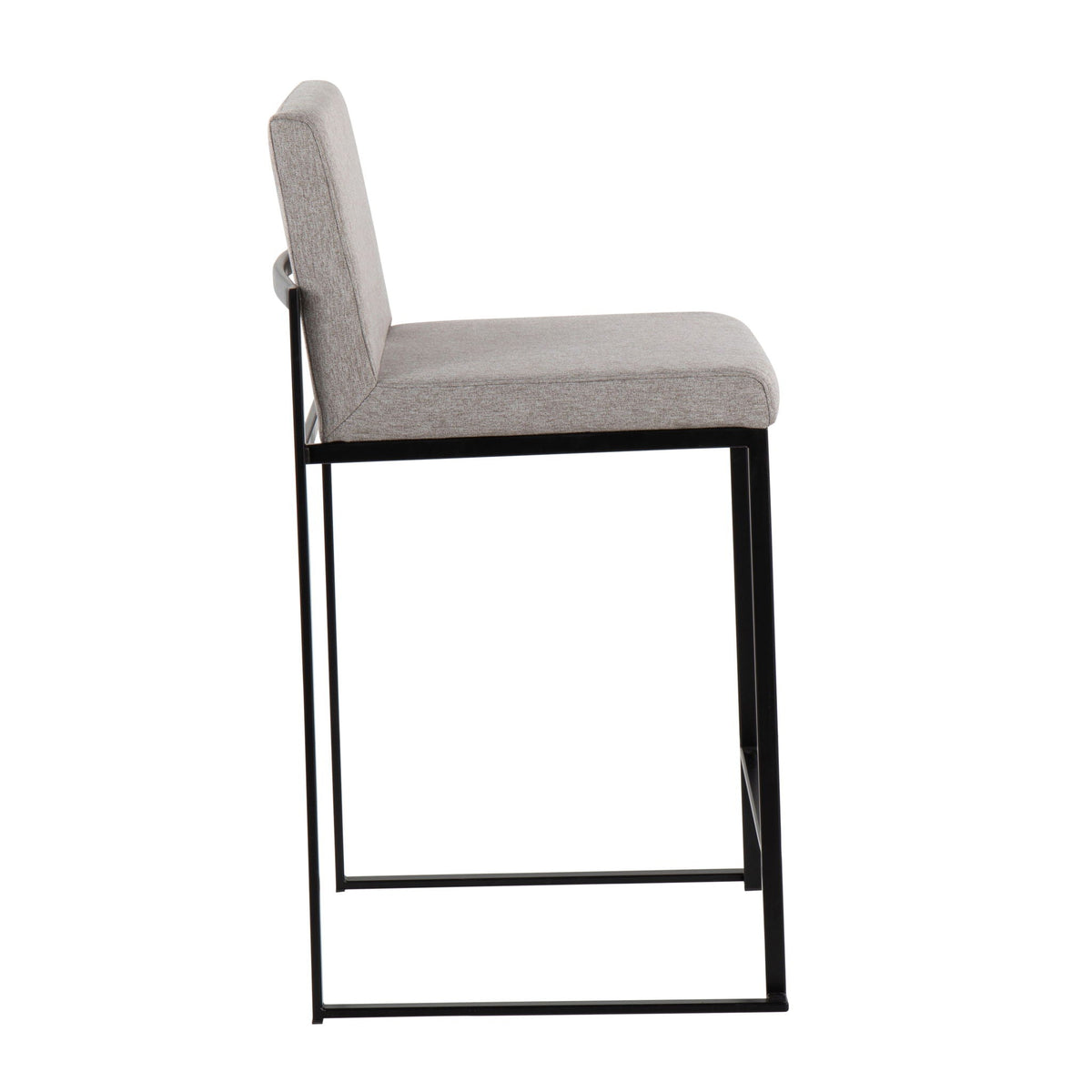 Fuji High Back Counter Stool gray fabric upholstery with black metal frame on Tampa Home & Garden Store