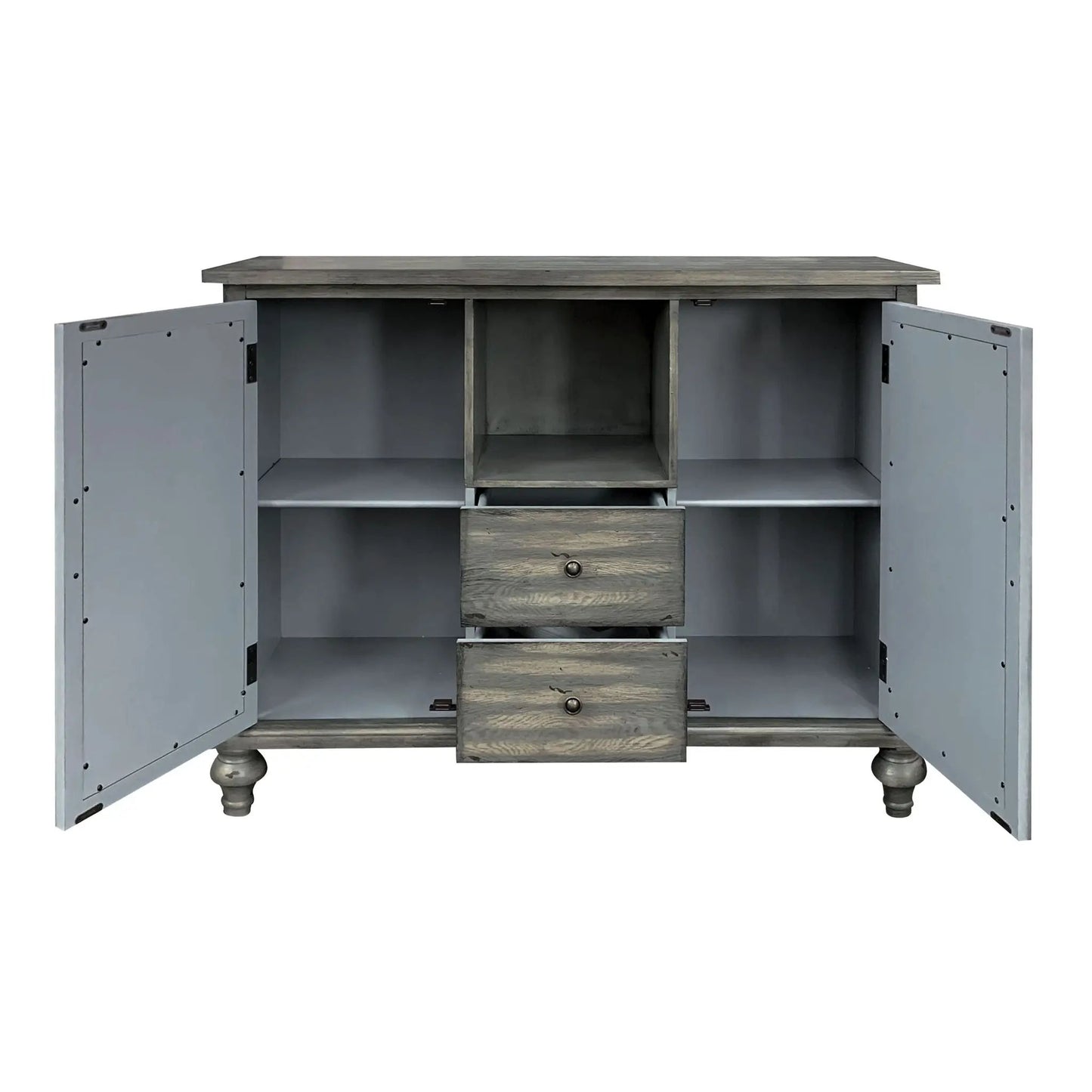 Velika Weathered Console Table With Storage Gray