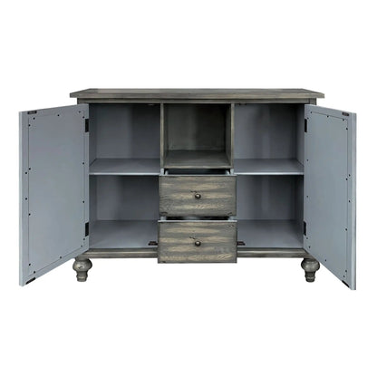 Velika Weathered Console Table With Storage Gray