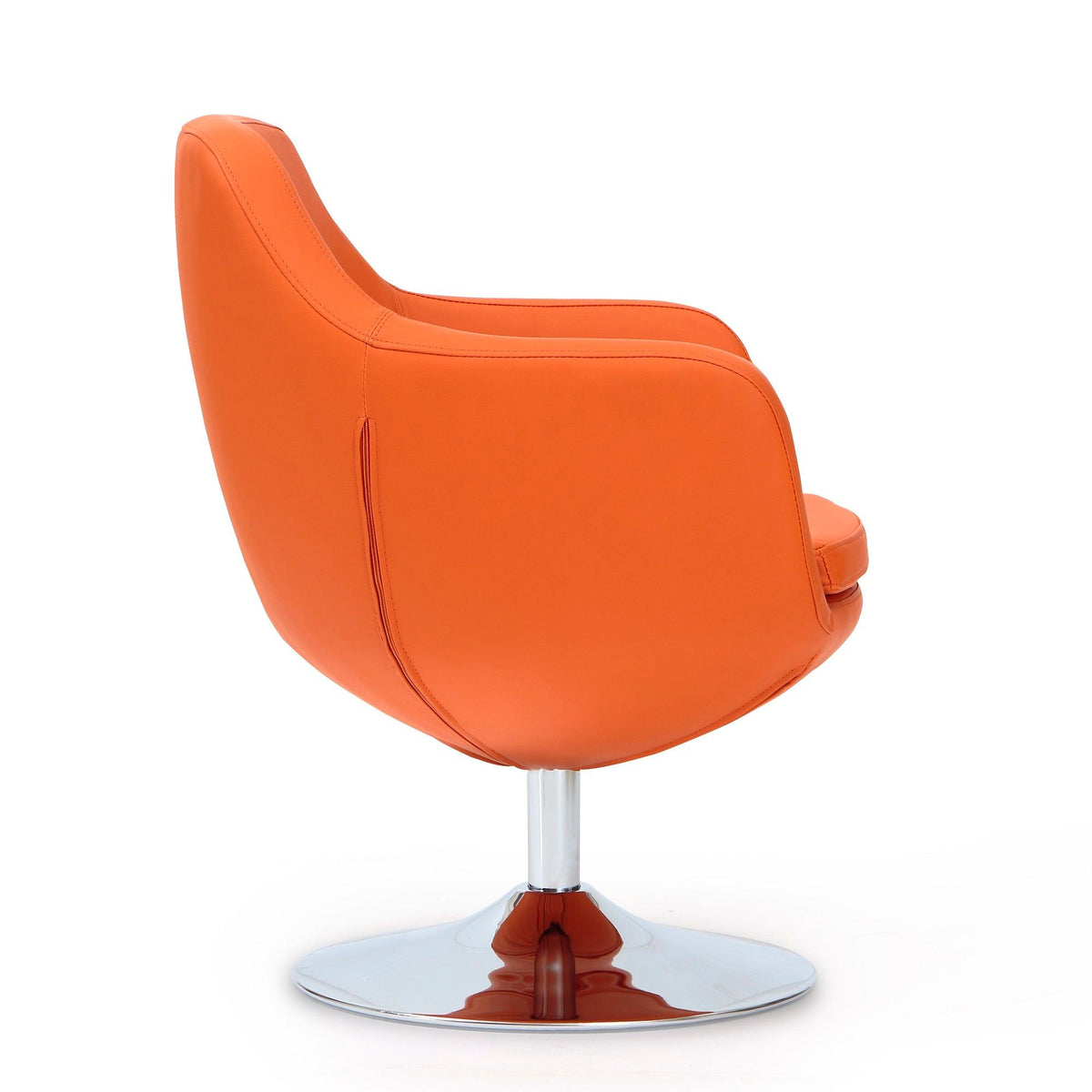Caisson swivel lounge chair orange leather upholstery on chrome pedestal base HouseOfZazla on Tampa Home & Garden Store
