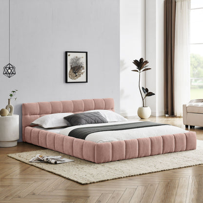 Modern Platform Bed and Thick Fabric Headboard