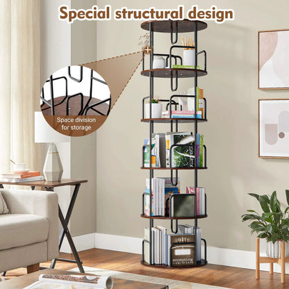 Rotating Bookshelf Tower 5 Tier Spinning Shelf