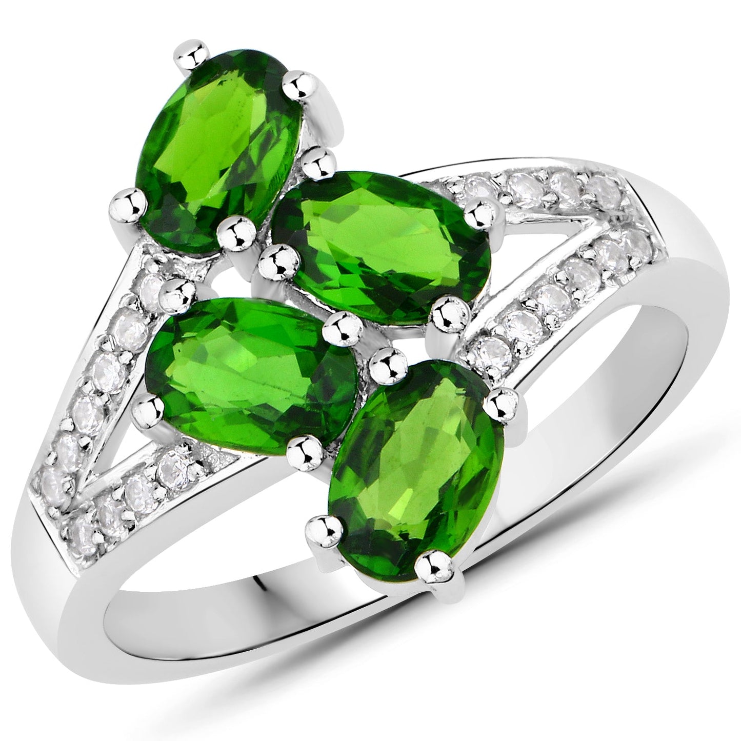 Ring 1.86ct chrome diopside and white zircon in sterling silver, Bids.com on Tampa Home & Garden Store