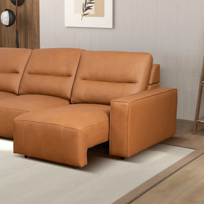 Grant Triple Power Convertible Sofa Cognac leather reclining sectional by Unique Piece Furniture on Tampa Home & Garden Store