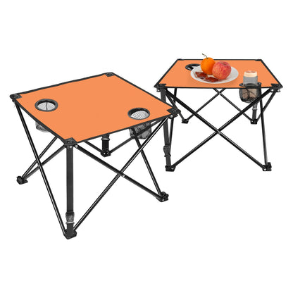 GemGear 2-pack foldable camping tables with orange tops, black frame and cup holders on Tampa Home & Garden Store