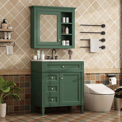 Bathroom vanity with medicine cabinet in green by Unique Piece Furniture, storage with 2 doors on Tampa Home & Garden Store
