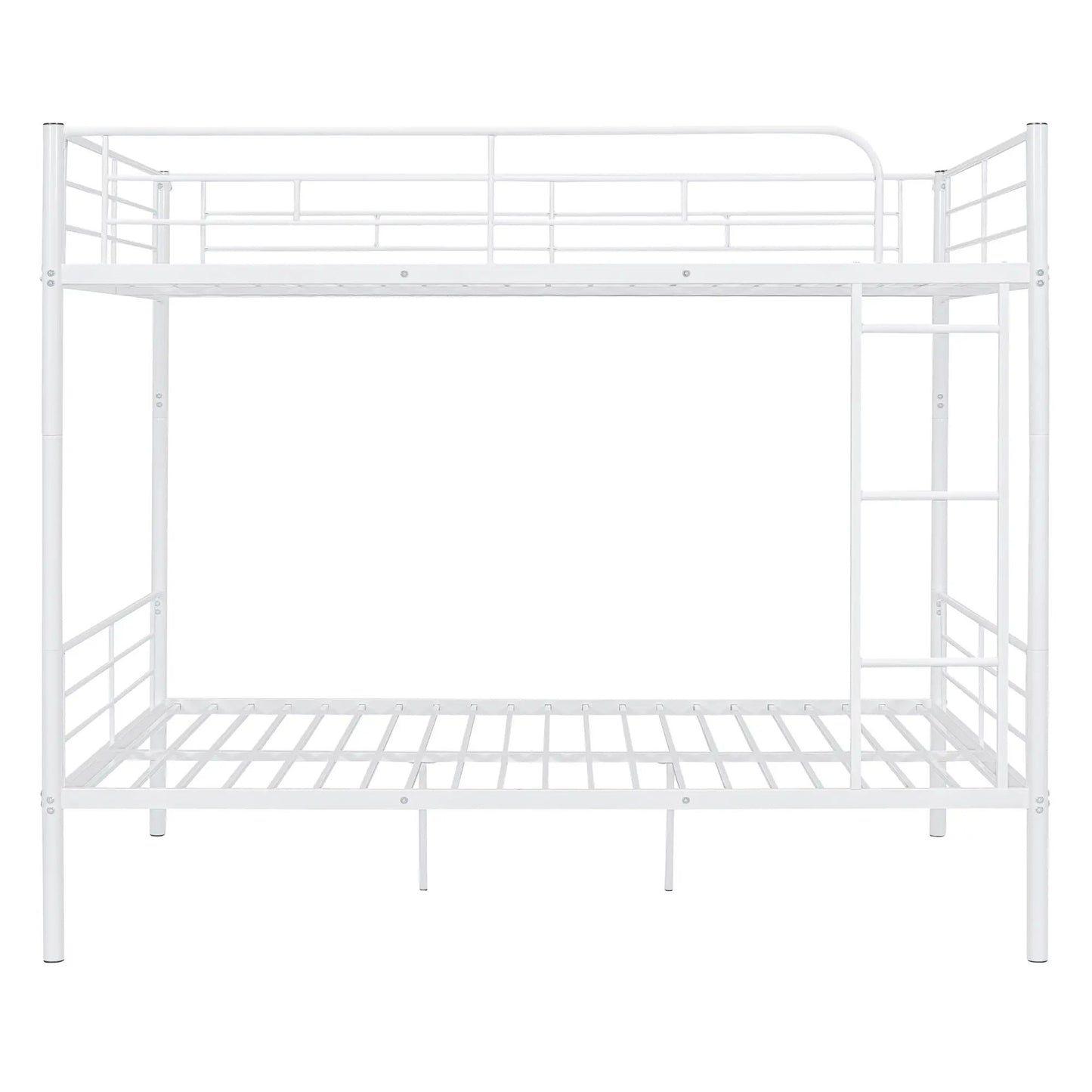 Steel Construction Bunk Bed in white with guard rails and a right-side ladder on Tampa Home & Garden Store
