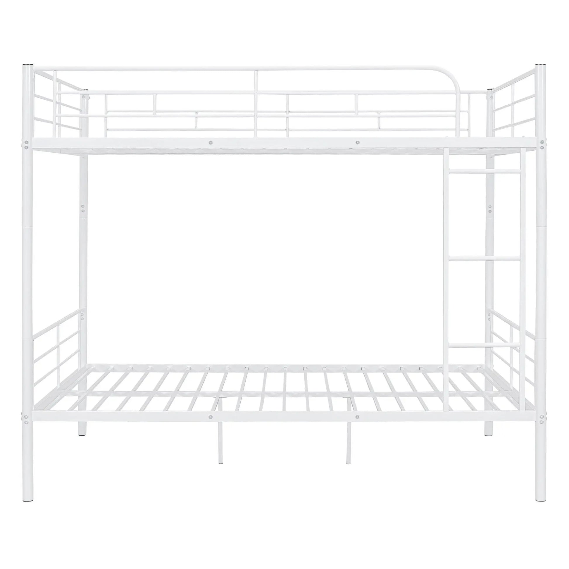 Steel Construction Bunk Bed in white with guard rails and a right-side ladder on Tampa Home & Garden Store