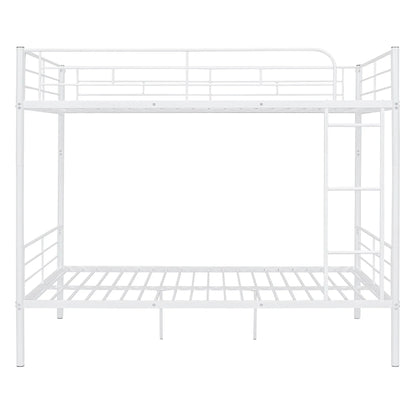 Steel Construction Bunk Bed in white with guard rails and a right-side ladder on Tampa Home & Garden Store