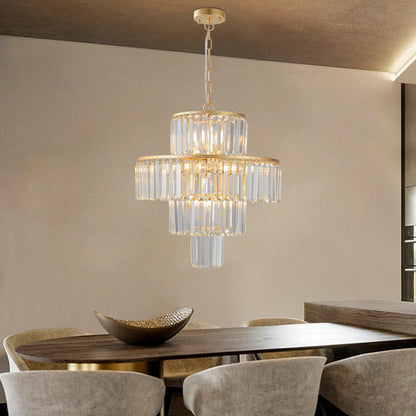 20' Modern Crystal Chandelier with Gold Finish, two-tier drum design by HouseOfZazla on Tampa Home & Garden Store