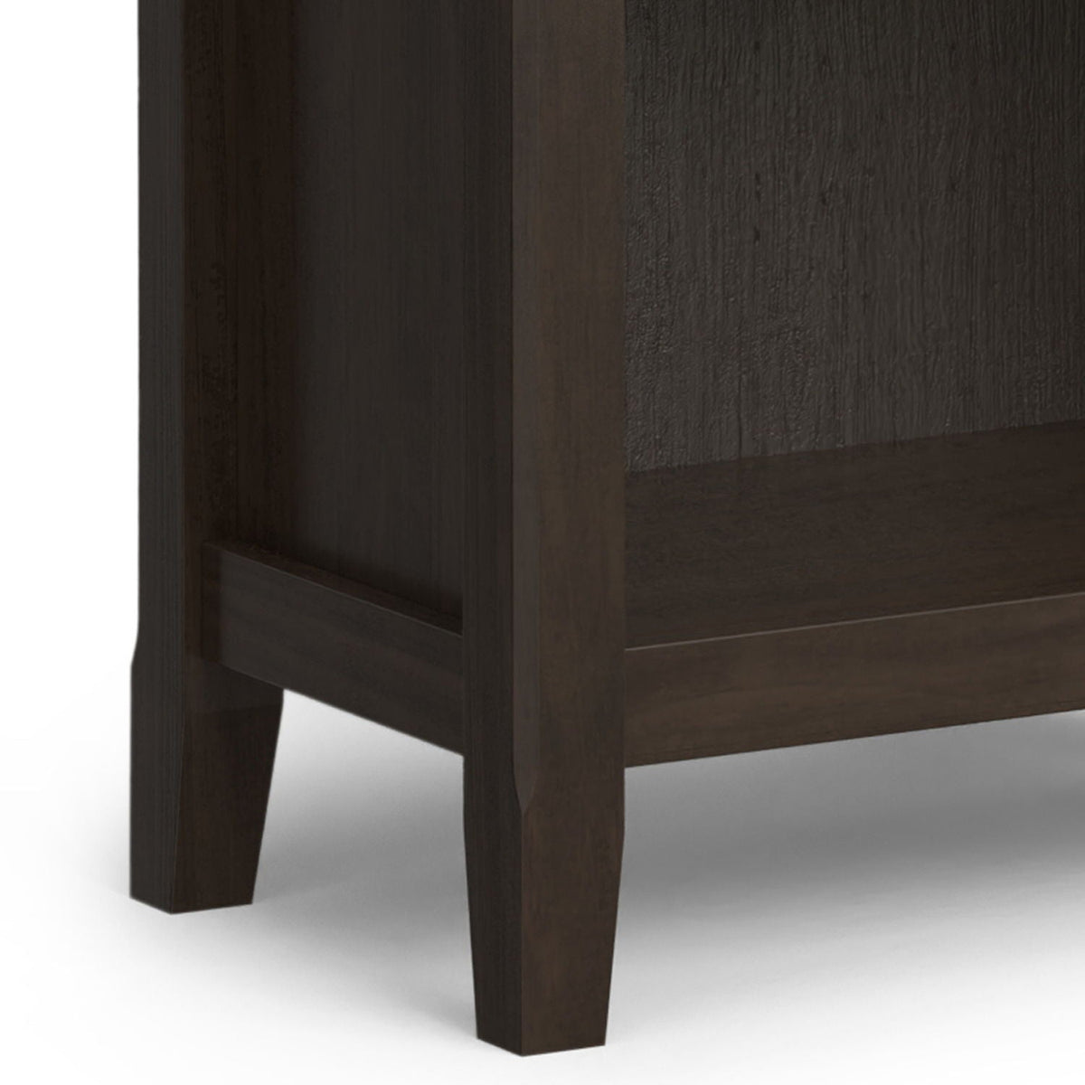 Amherst wooden bookcase with adjustable shelves in dark espresso finish, tapered legs on Tampa Home & Garden Store