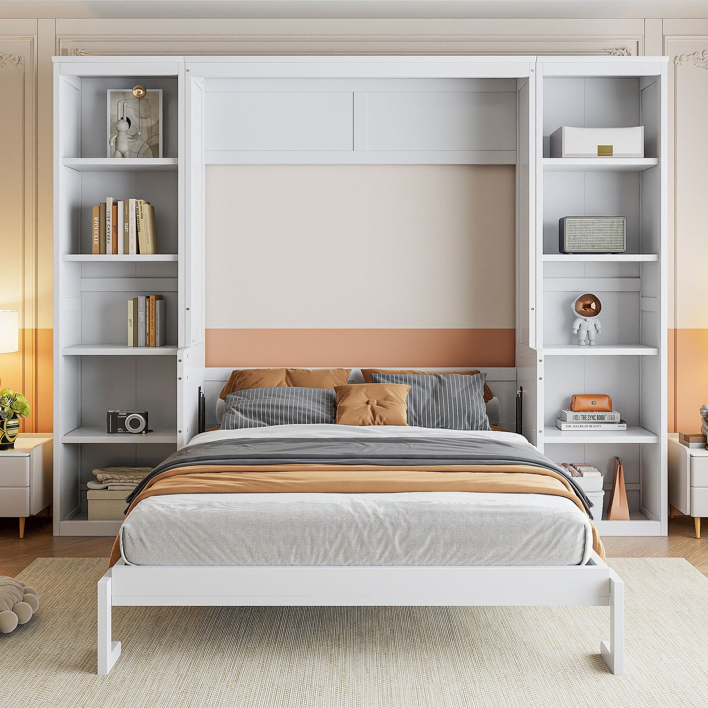 Compact Murphy Bed With Desk and Bookshelf