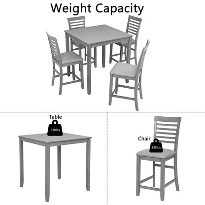 Square Counter Height Dining Table and 4 Chairs