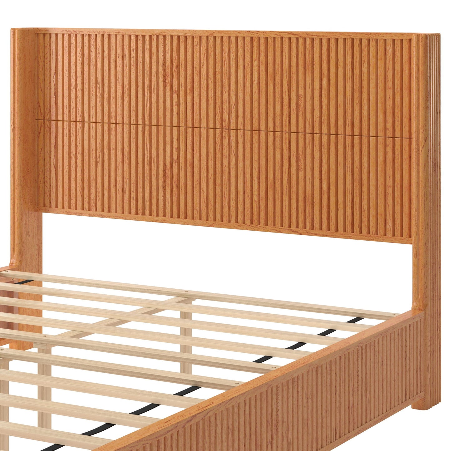 Modern Platform Bed Frame with Tall Headboard