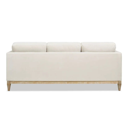Knox Modern Farmhouse Sofa beige fabric with natural wood legs and 3 back cushions on Tampa Home & Garden Store