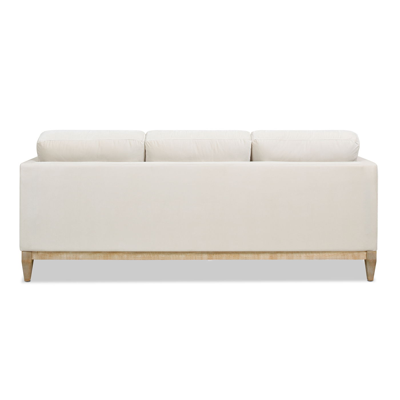 Knox Modern Farmhouse Sofa by HouseOfZazla in cream fabric with wooden legs on Tampa Home & Garden Store