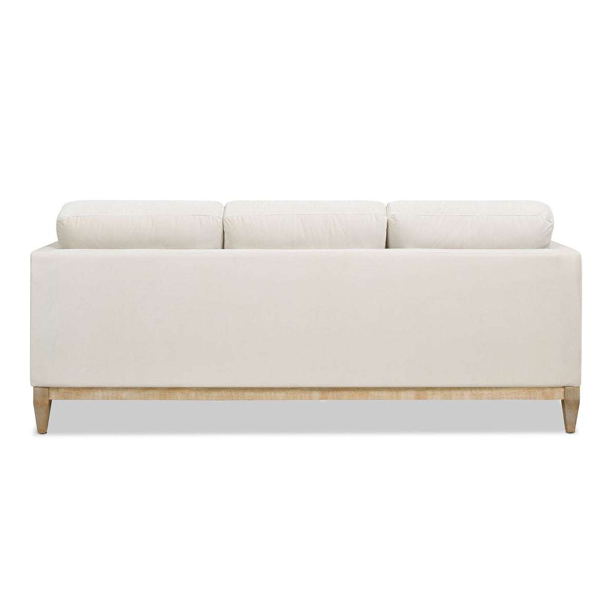 Knox Modern Farmhouse Sofa by HouseOfZazla in cream fabric with wooden legs on Tampa Home & Garden Store