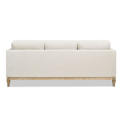 Knox Modern Farmhouse Sofa by HouseOfZazla in cream fabric with wooden legs on Tampa Home & Garden Store