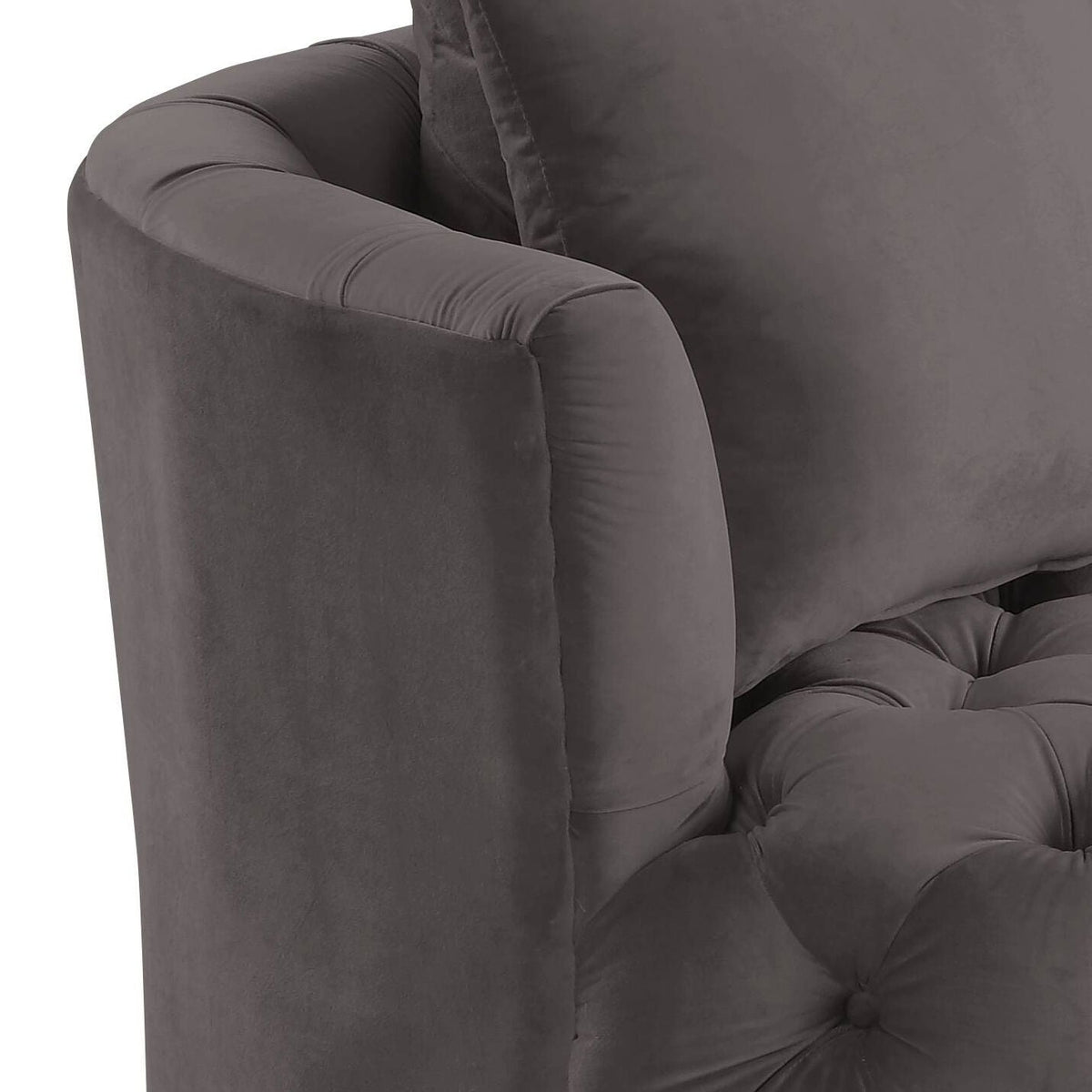 HouseOfZazla velvet swivel accent chair dark gray with button tufting on Tampa Home & Garden Store