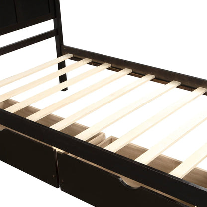 Platform storage bed with 2 wheel-base drawers, dark espresso finish on Tampa Home & Garden Store