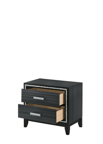 Haiden Weathered Nightstand with Silver Trim