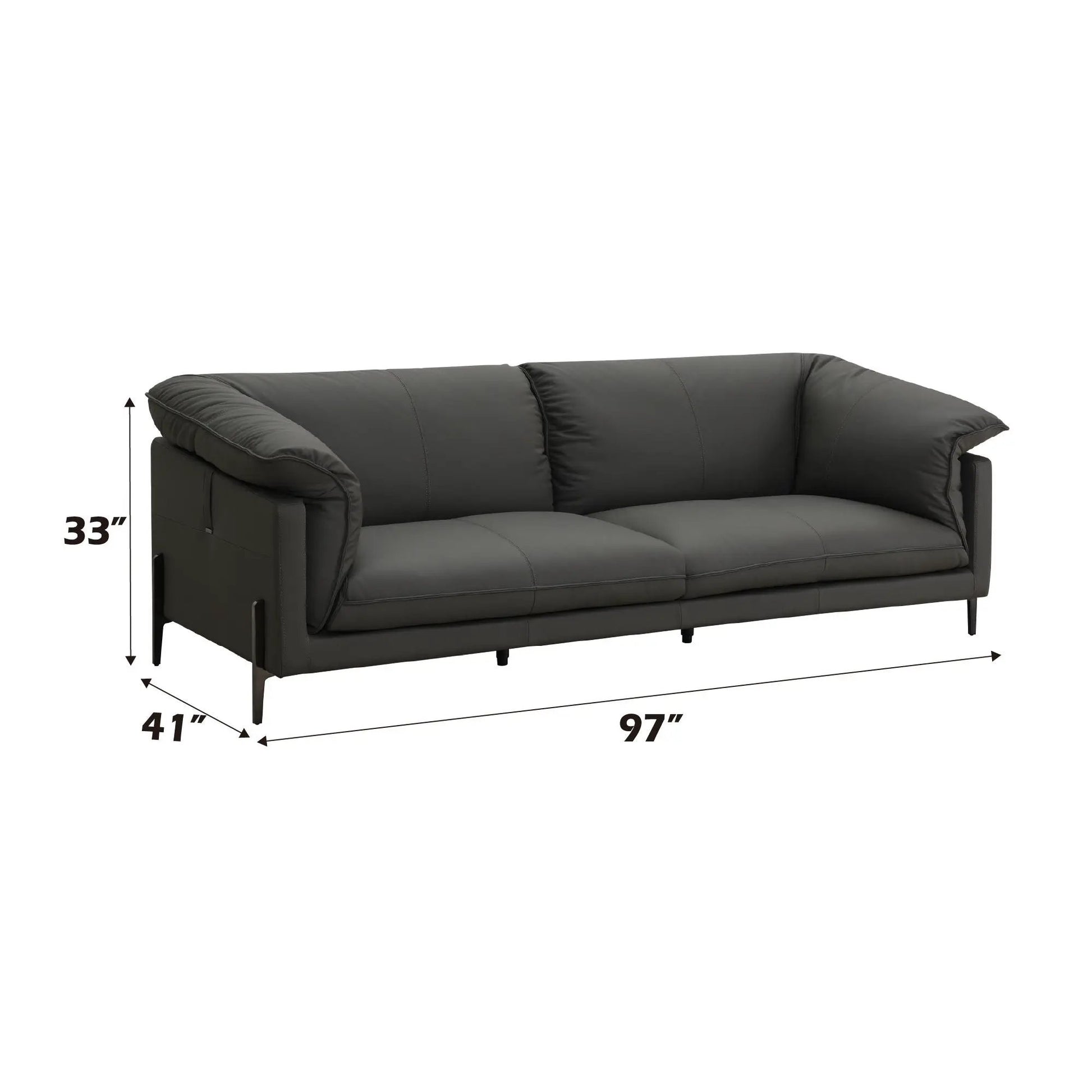 Tadi top grain leather sofa black stationary by Unique Piece Furniture, 97 inches wide on Tampa Home & Garden Store