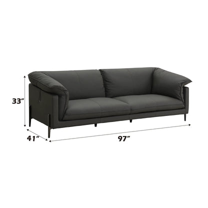 Tadi top grain leather sofa black stationary by Unique Piece Furniture, 97 inches wide on Tampa Home & Garden Store