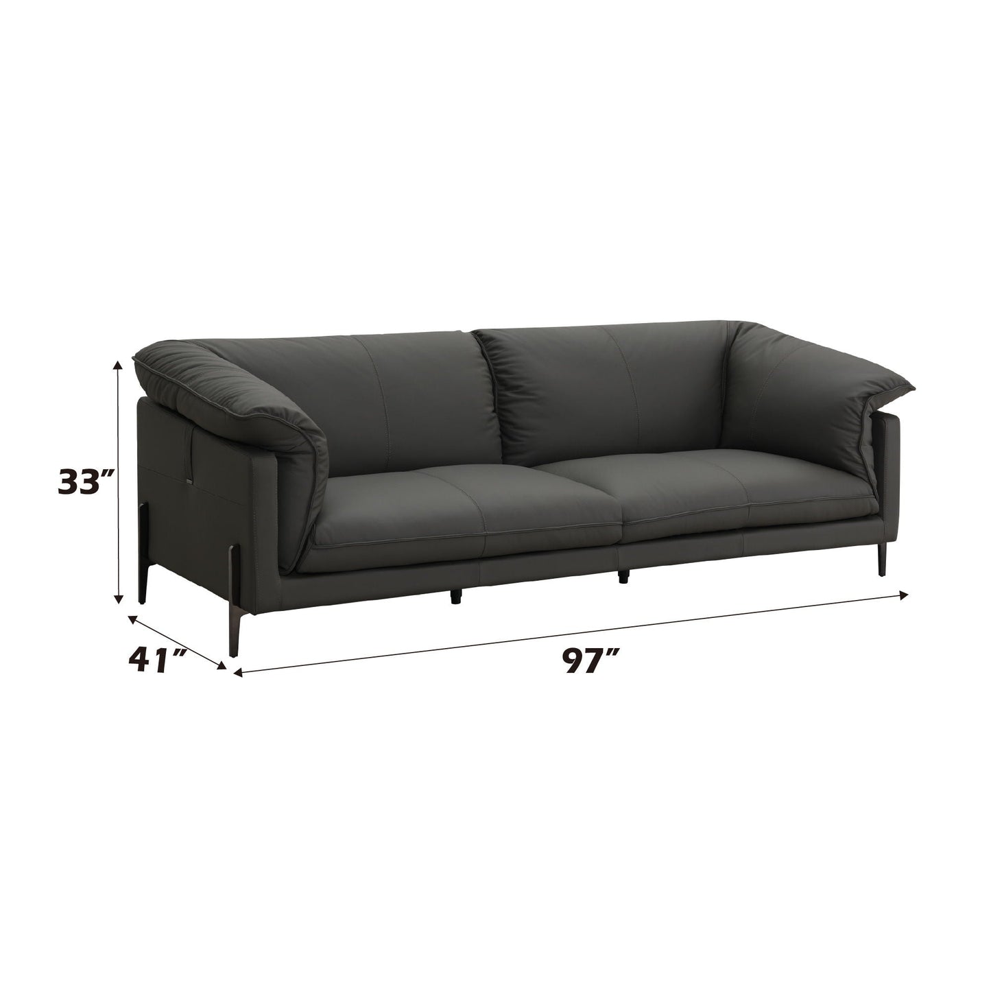 Tadi top grain leather sofa in black by HouseOfZazla, stationary sofa on Tampa Home & Garden Store