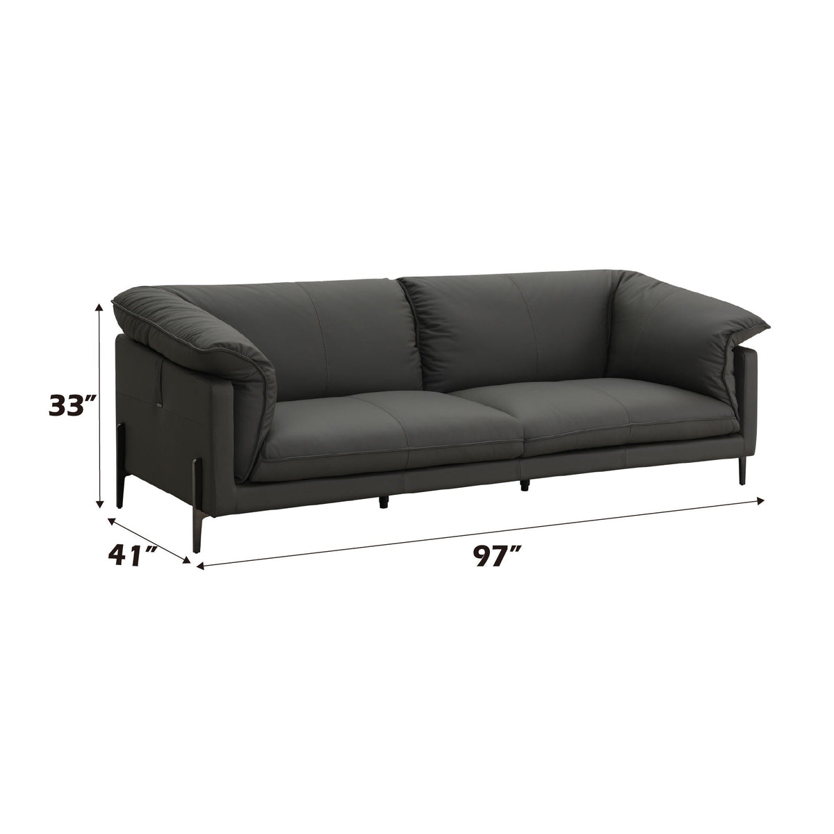 Tadi top grain leather sofa in black by HouseOfZazla, stationary sofa on Tampa Home & Garden Store