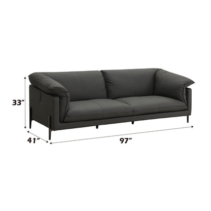 Tadi top grain leather sofa in black by HouseOfZazla, stationary sofa on Tampa Home & Garden Store