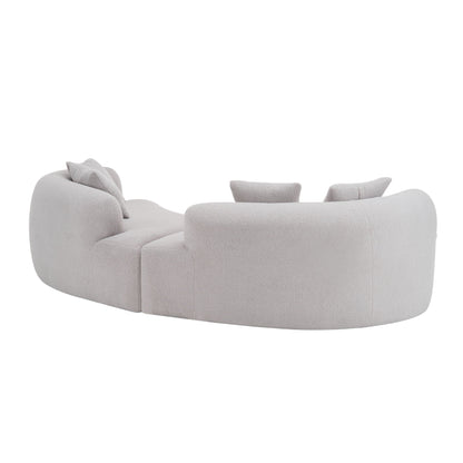 Curved 4-Seater full compression sponge sofa in light grey boucle fabric by HouseOfZazla on Tampa Home & Garden Store