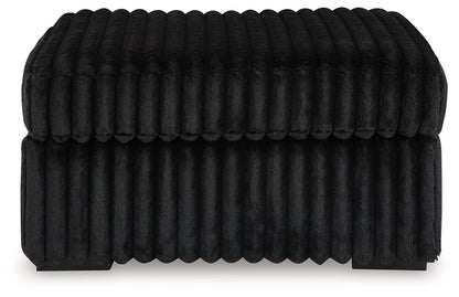 Midnight-Madness ottoman from Unique Piece Furniture, black plush ribbed texture on Tampa Home & Garden Store