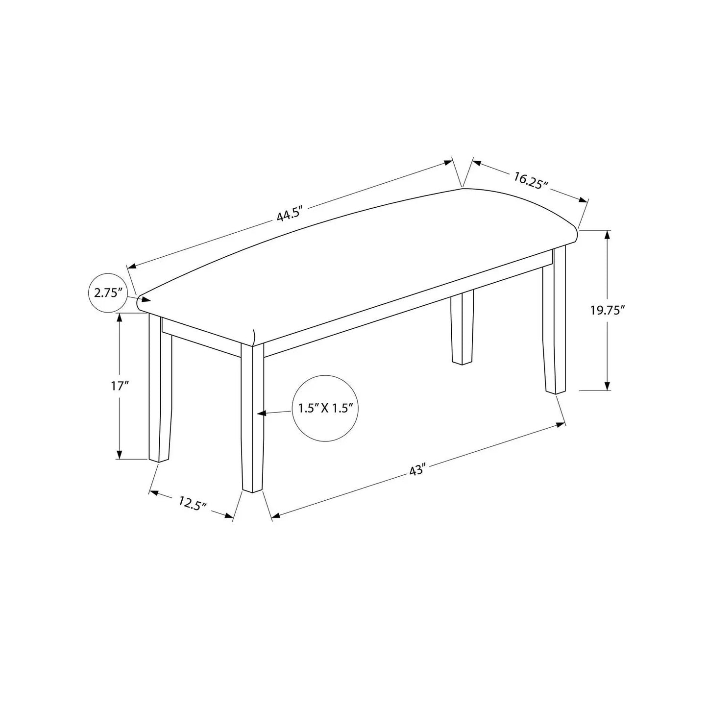 Durable Rectangular Upholstered Hallway Bench