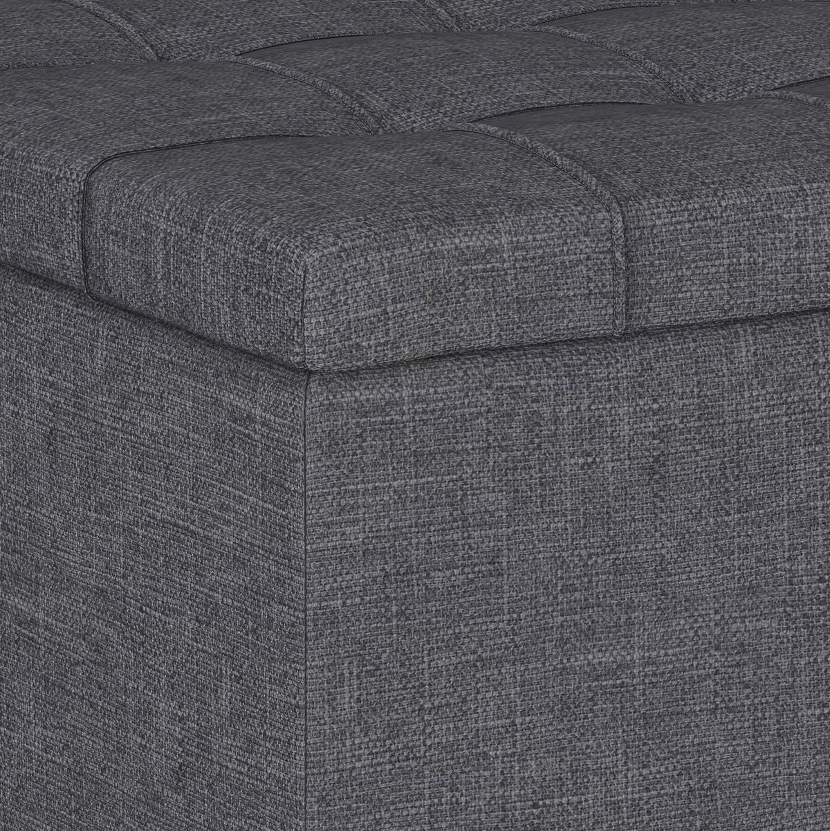 Harrison Tufted Lift Top Storage Ottoman by HouseOfZazla in dark gray textured fabric on Tampa Home & Garden Store