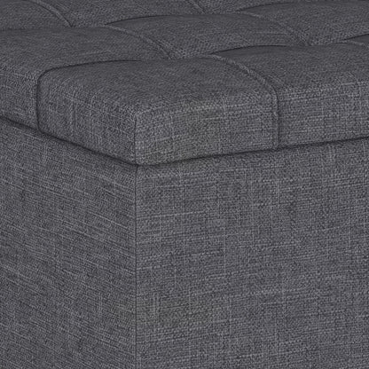 Harrison Tufted Lift Top Storage Ottoman by HouseOfZazla in dark gray textured fabric on Tampa Home & Garden Store
