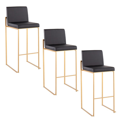 Bar stool set with black upholstery and gold frames, contemporary high back, set of four on Tampa Home & Garden Store