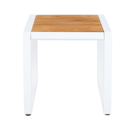 Durable Outdoor Side Table with a Teak Top