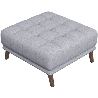 HouseOfZazla Addison Square Upholstered Ottoman in gray tufted fabric with mid-century legs on Tampa Home & Garden Store