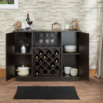 Hazen Wine Cabinet Espresso with 18 Bottle Rack