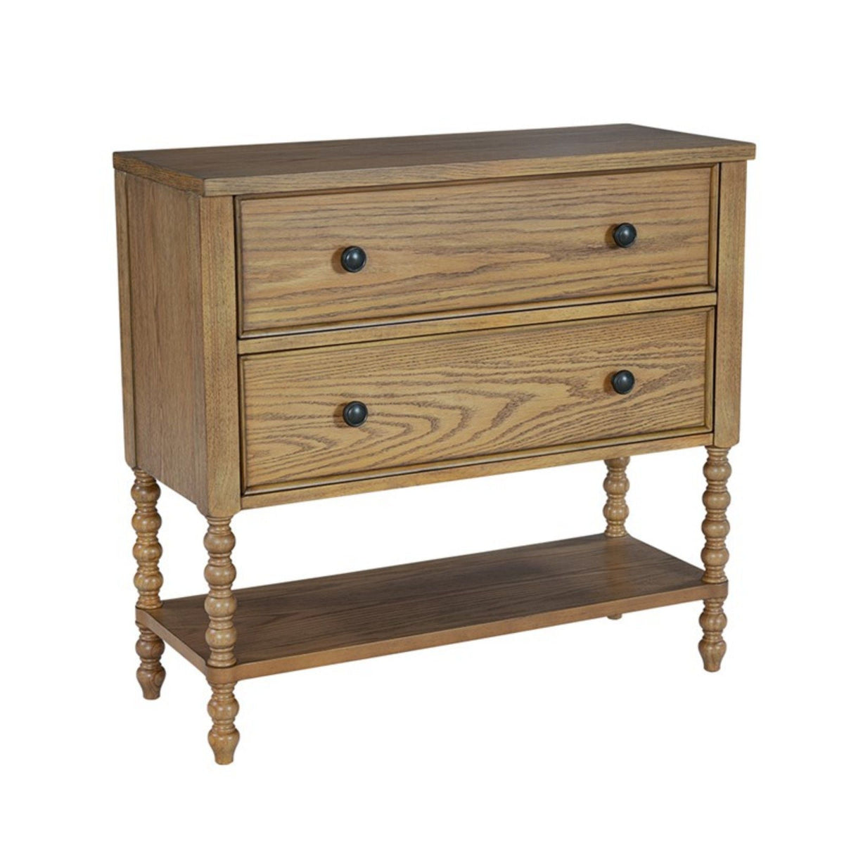 2 Drawer Accent Chest natural wood with black knobs, turned legs by HouseOfZazla on Tampa Home & Garden Store